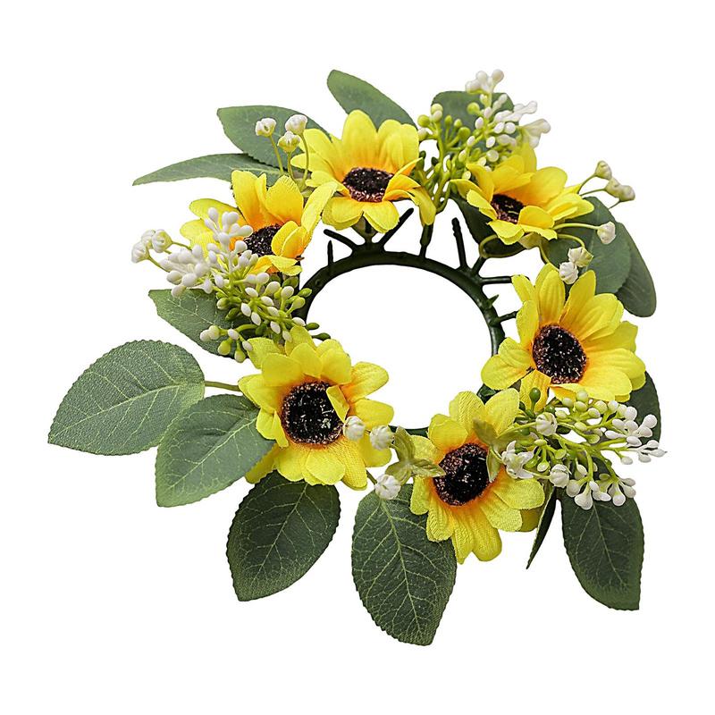 Candle Holder Supplies - Anéis de vela de girassol artificial