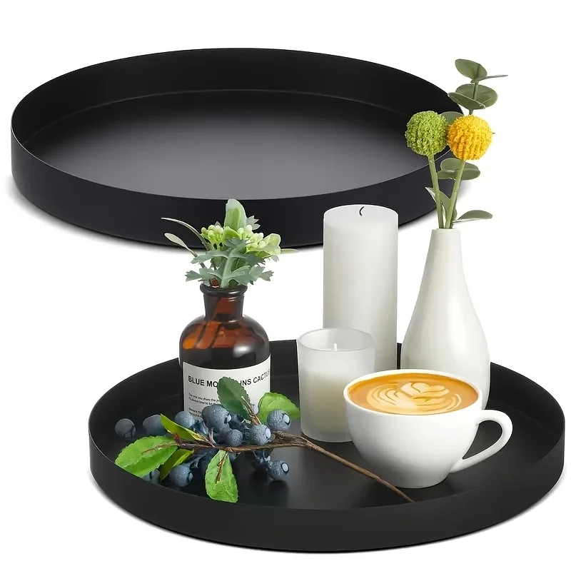 Candle Holder Supplies - Bandeja circular ABS preta moderna de