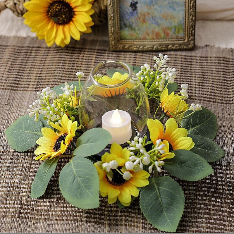 Anéis de vela de girassol arti - Candle Holder Supplies avaliação e preço