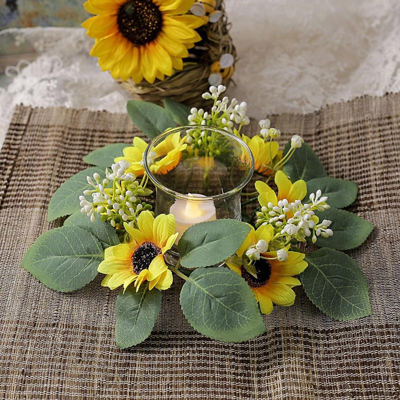 Anéis de vela de girassol arti - Candle Holder Supplies avaliação e preço