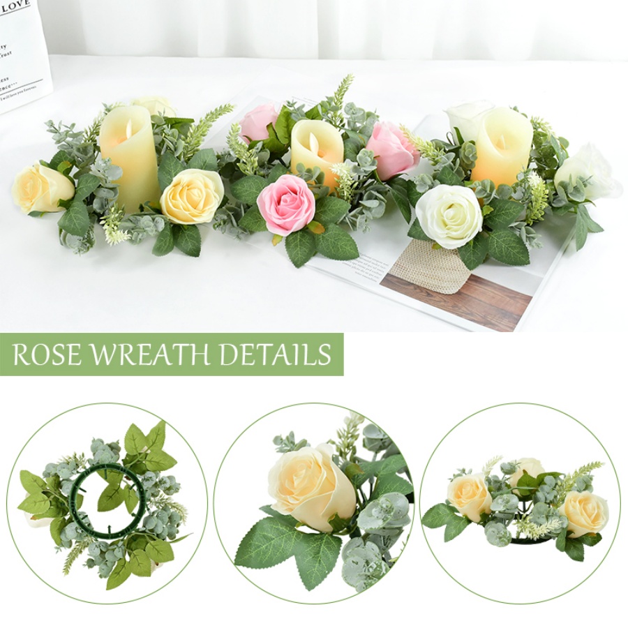 Guirlanda de Rosas Artificiais - Candle Holder Supplies avaliação e preço
